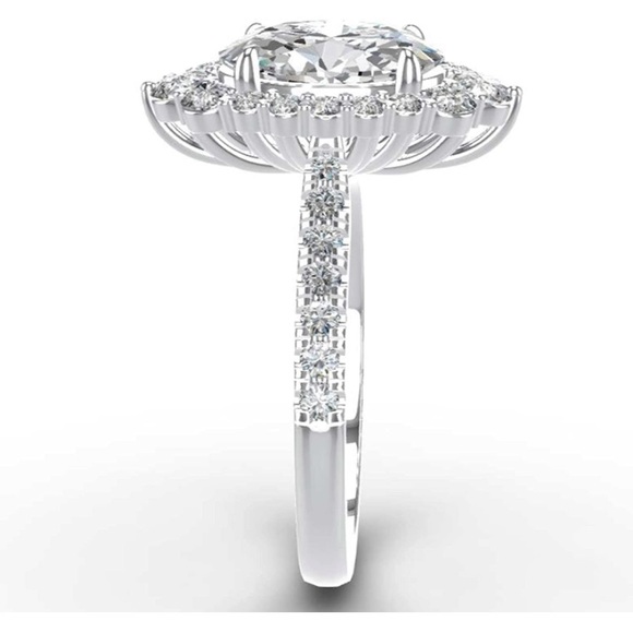 18k Certified 4 cttw Marquis Vintage Diamond Moissanite Ring - Picture 6 of 11